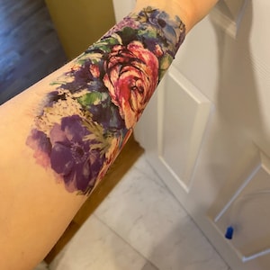 Supperb Large Temporary Tattoos Spring Flowers & Hummingbird - Etsy