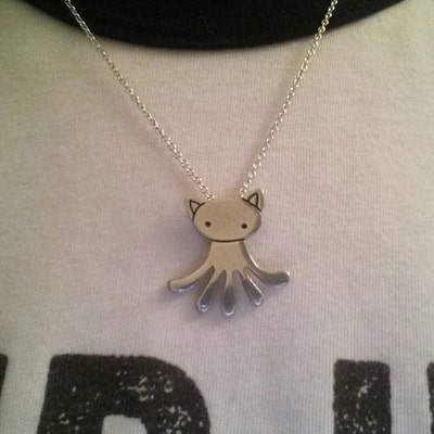Cat Creature Cat Necklace Octopus Necklace Pewter Hybrid - Etsy