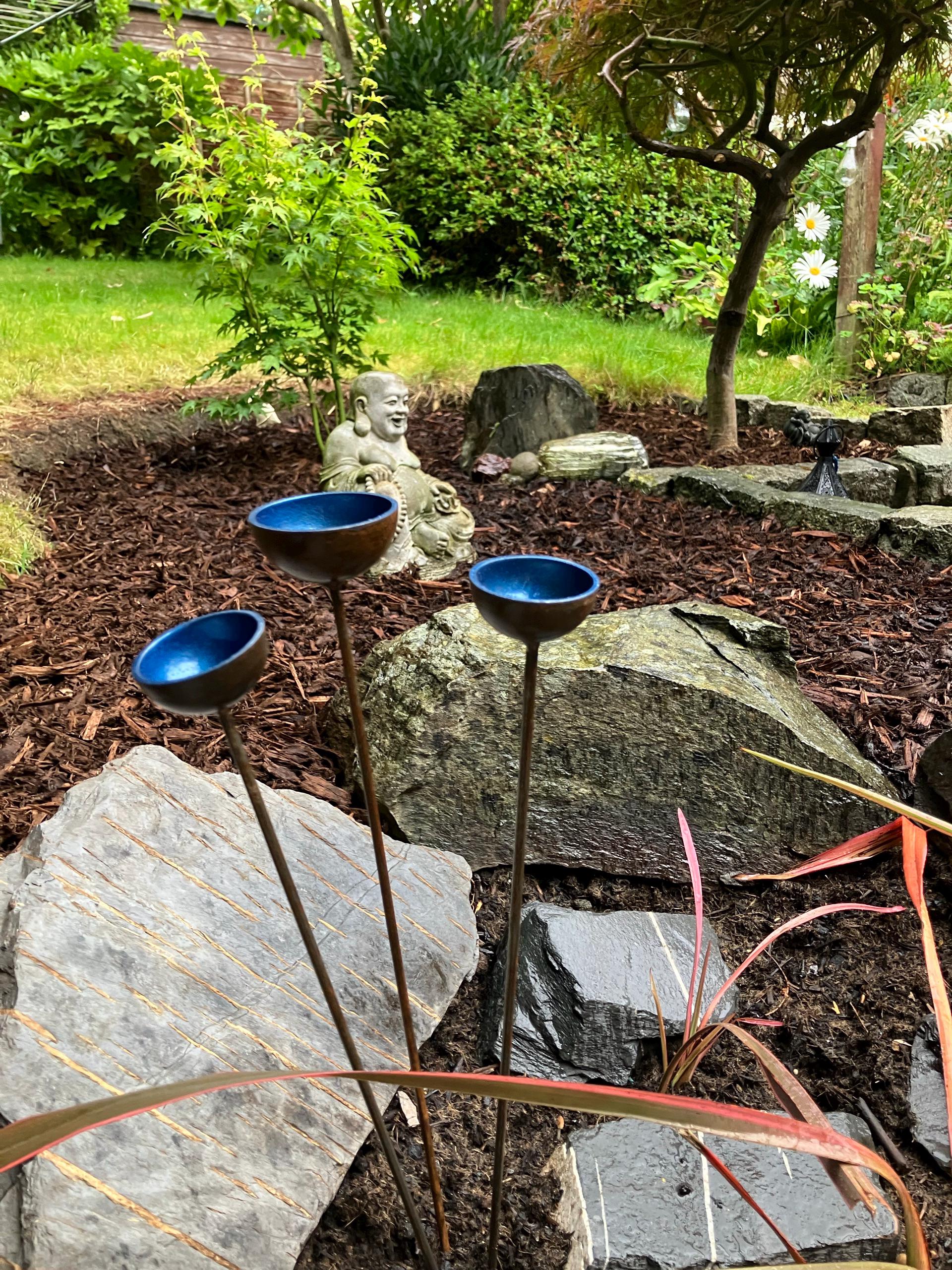 Bee Waterer, Bee Water stations, set of three cups Garden Sculpture