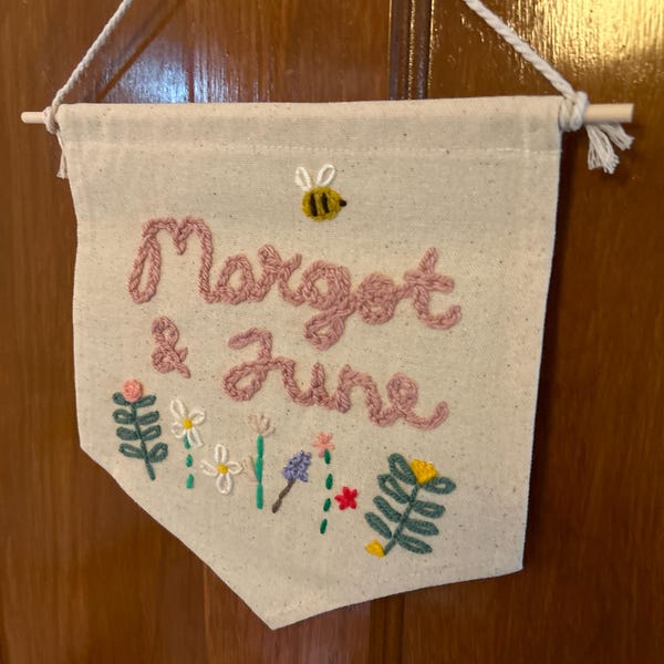 Personalised Custom Name Hand Embroidered Nursery Decor Wall Hanging ...