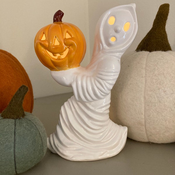 Vintage Ghost Holding Pumpkin Light Up - Etsy