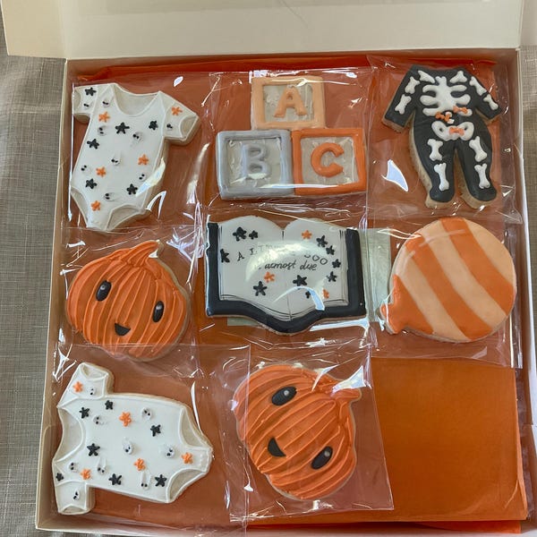 A Little BOO is Almost Due Decorated Cookies, Halloween Themed Baby ...