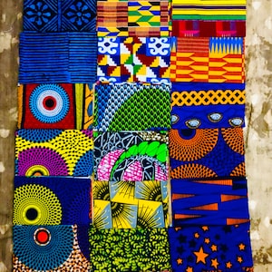 Conjunto de artesanía de telas africanas, paquete de telas con estampado de cera  africana, conjunto de telas Random Fat Eighth Fat Quarter, tela de edredón  -  España