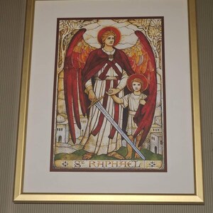 大天使ラファエル – ヴィンテージのステンドグラスの窓から – アール