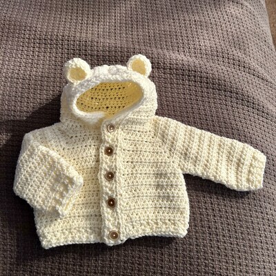 Bear Hooded Jacket Crochet Pattern Size's Preemie to 10 - Etsy