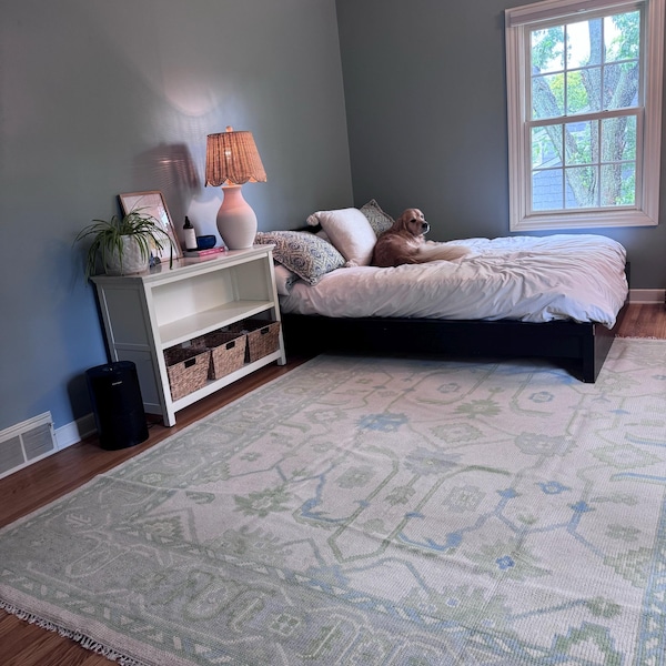 Small Hand Woven Rug in Olive Green