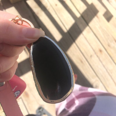 Boho Gold, Brown and Tan Agate Stone Statement Keychain Blonde Stone ...