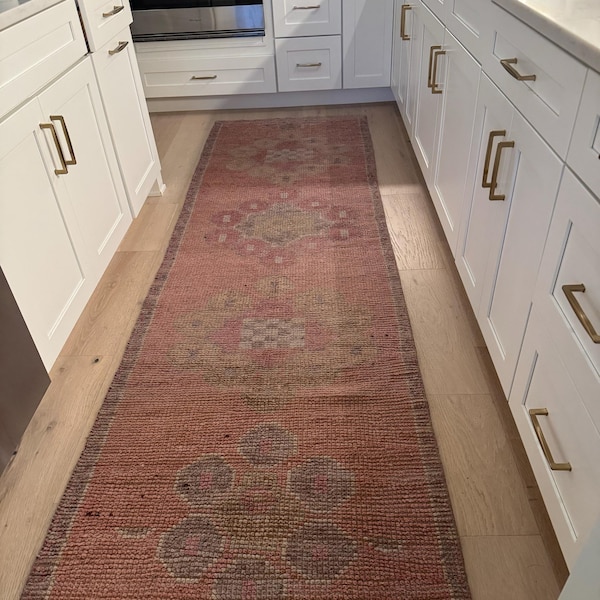 3'3x11'3 Ft, TURKISH RUNNER RUG, Entry Runner, Wool Carpet, Orange ...