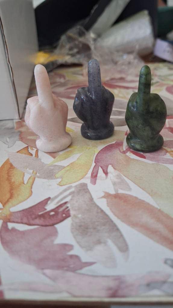 1.4&quot; Crystal Quartz,Carved Mini Middle finger ,Crystal Quartz Middle finger,Hand Carving,healing Home Decor, Energy Crystal gift