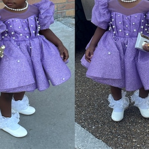 Lavender Puffy Birthday Baby Toddler Dress, Flower Girl Dress, Graduation Pageant Prom Gown, Tutu Special Occasion Wedding Guest Dress