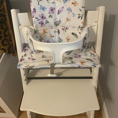 WIPEABLE IKEA ANTILOP High Chair Cushion With Storage Pocket & Wooden ...