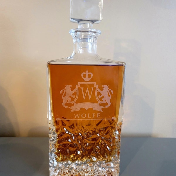 Personalized Decanter Set - Bourbon Decanter - Whiskey Decanter and Glasses - Engraved Decanter ...
