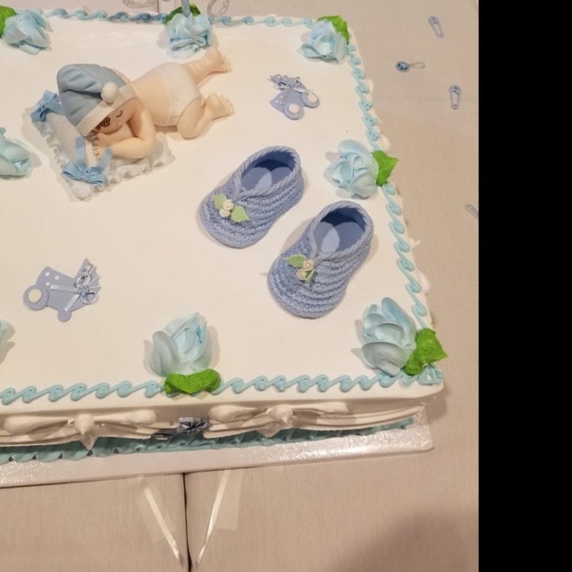 Blue Baby Booties Cake Topper/ Baby Shower Cake Topper/ Blue Etsy