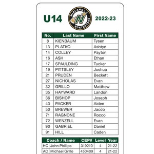 Hockey team roster labels