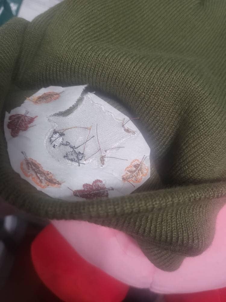 Ghost Embroidered Knit Beanie in Green, Black or Brown