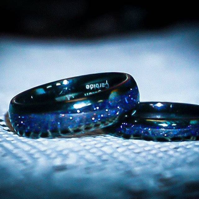 Great Rift Nebula Ring Set, His and Hers Tungsten Wedding