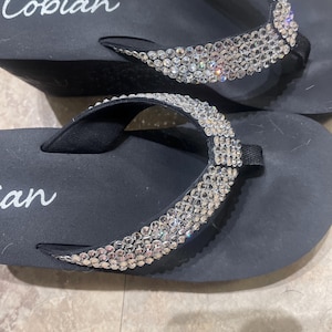 Swarovski Crystal Rhinestone Platform Flip Flop Sandals  display picture 1