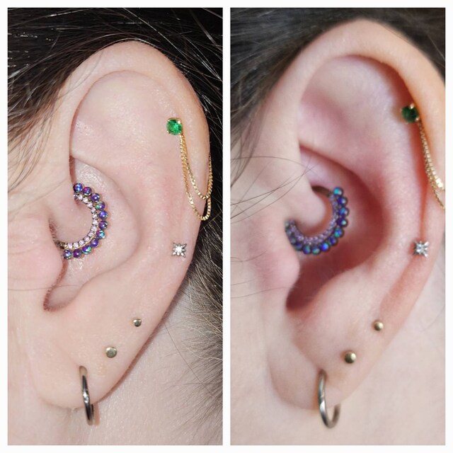 ❤ 9.91㌌　✨✨オパール✨✨ Sleepy Lavender Fire Opal and Amethyst CZ 8mm, 10mm Titanium