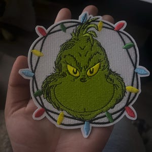 Grumpy green Christmas Iron on patches