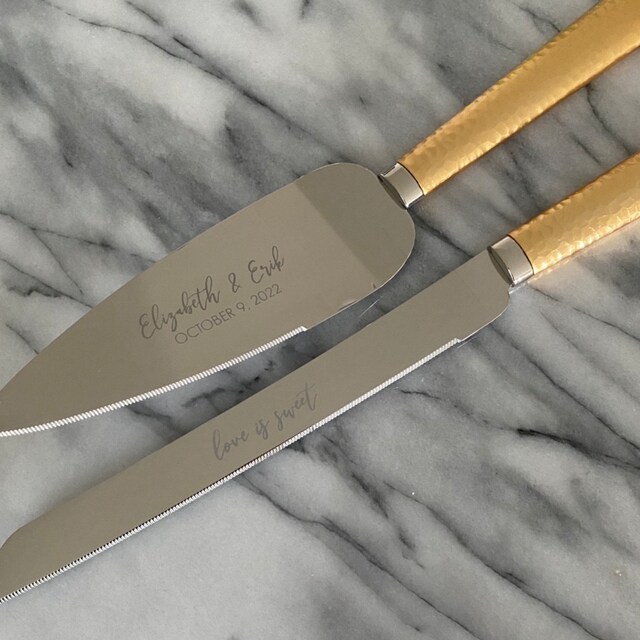 Hammered Gold Server & Knife Set