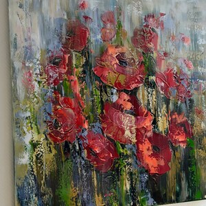 大型抽象花絵画、3Dテクスチャー油彩＆アクリル画 - Etsy 日本