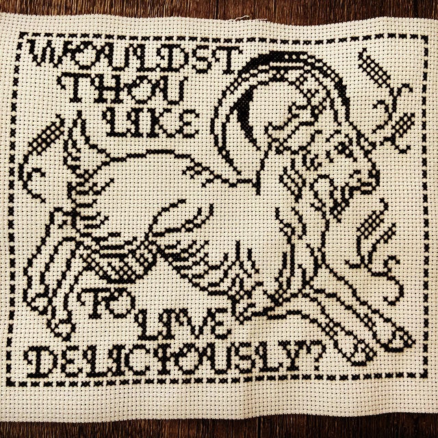 刻字　作品 Black Phillip Goat Woodcut Block Print Style - Gothic Cross
