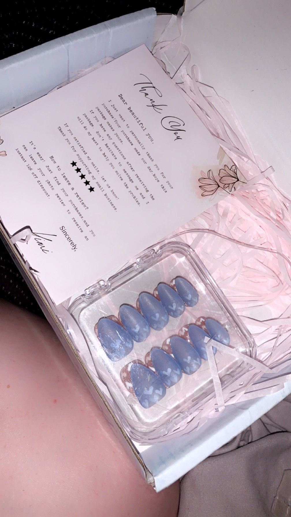 New Version | Short Baby Blue Reflective Cat Eye Little Heart Press On Nails | Gel Nails | Heart Nails | Cat Eye Nails | lmz142