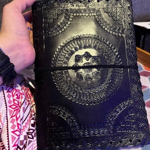 Purple Leather Journal Lock Thick Pages Journal Grimoire With - Etsy