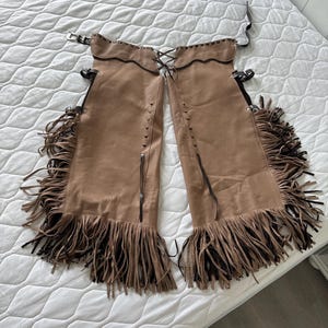 Chaps Western Attitude Chaps En Cuir Frangé Vintage Style Cowboy/cowgirl - Occasion En Bon état - Déguisement Western Chaps Cowboy Cowgirl Cuir Frangé Vintage