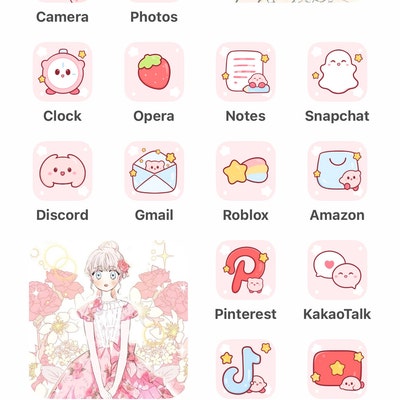Cute K I R B Y Icon Set, Cute Icons, Pink Icon Set, Ios and Android App ...