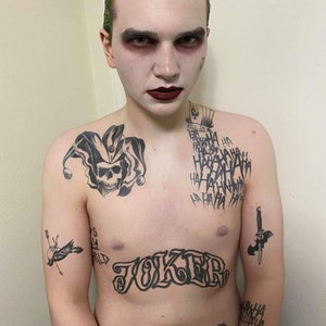The Joker Tattoos Full Set Joker Temporary Tattoo Set Etsy Norway