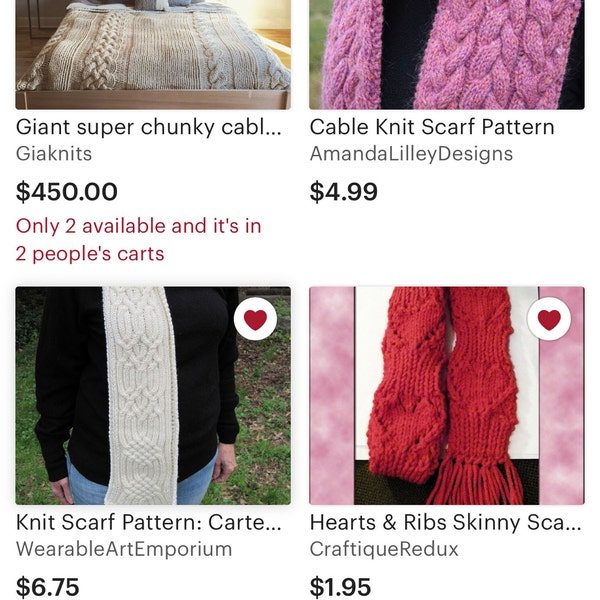 Classic Cables Scarf | Knitting Pattern With Charts | PDF Download - Etsy