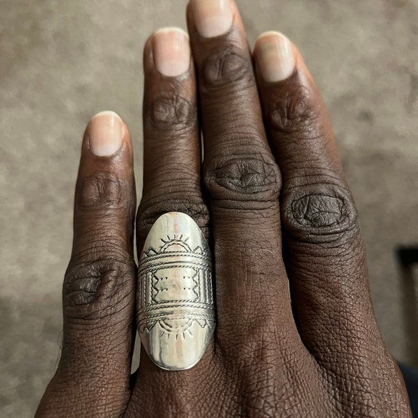 Boho Statement Ring, Sterling Silver Ring for Women, Chunky Ring, Long ...