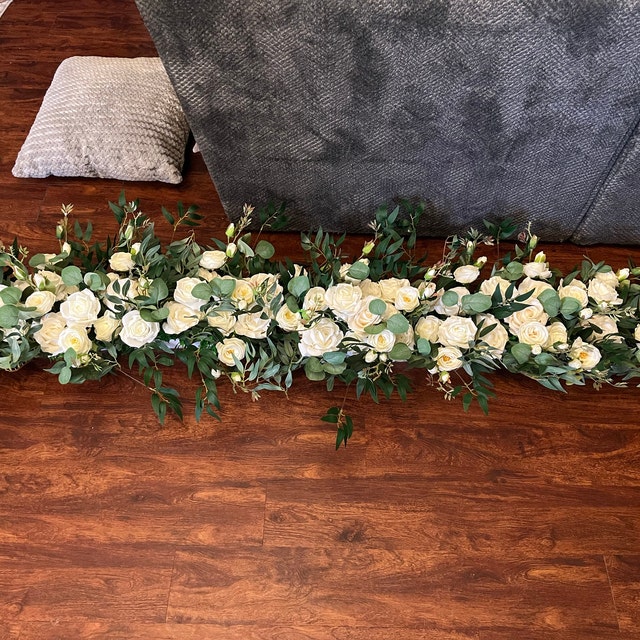  WDDH 2 flores de arco de boda, guirnaldas florales decorativas  de rosa blanca, arreglo floral de cenador vegetal, guirnalda de flores de  arco de boda para cortinas traslúcidas, silla de boda
