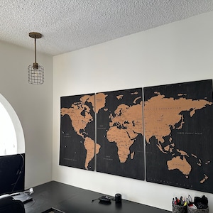 Decowood - Mapa Mundi de Corcho, Grande, para Marcar Tus Viajes por el Mundo,  Añadir Fotos y Colgar en la Pared como Decoración, Color Blanco - 90x60cm :  : Oficina y papelería