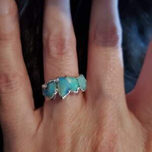 Customer photo from Rachel, 5 Stone Raw Opal Ring in Yellow Gold