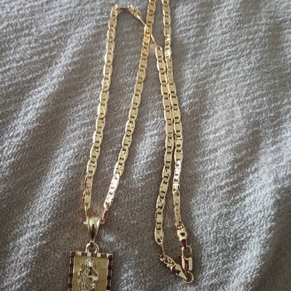 San Judas Oro Laminado Cadena Con Dije 18'' Hermoso.san Judas Gold Plated Necklace And Pendant