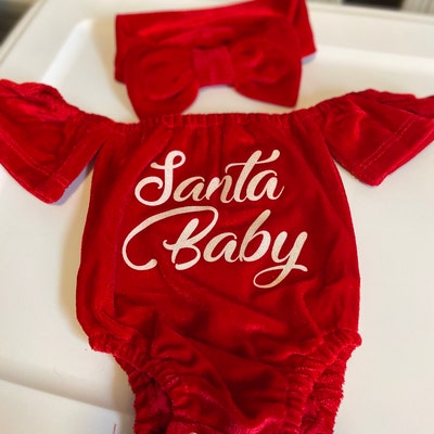 Baby Girl Christmas Romper / Baby Girl Red Velvet Romper / - Etsy