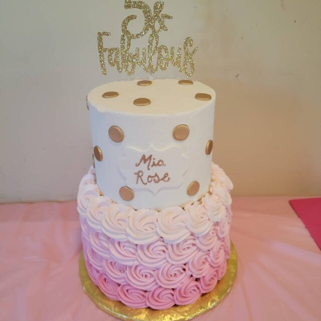 Happy 5th Birthday Cake Topper – Glitzer Herz Stern „5 Fabulous“, Roségold