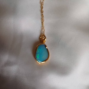 Customer photo from Sigrun Hauksdóttir, Raw Australian Opal Necklace with Paperclip Chain