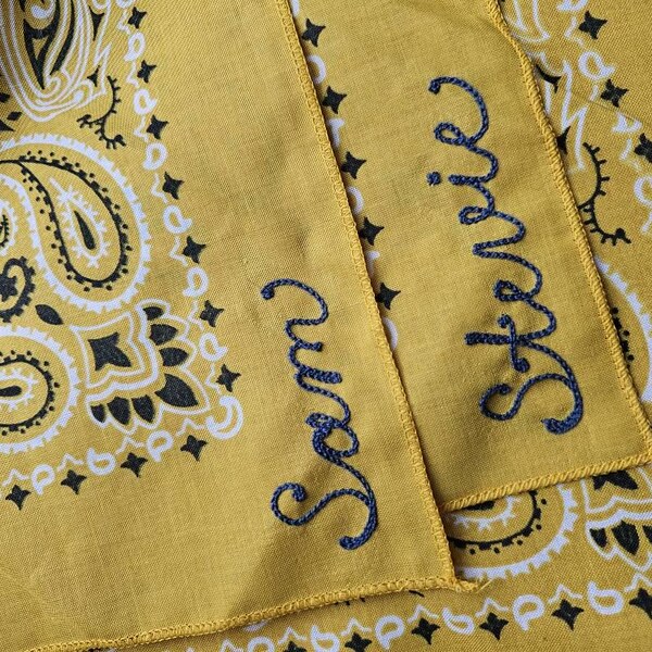 Personalized Chainstitch Embroidered Bandana - USA Made Cotton Paisley ...