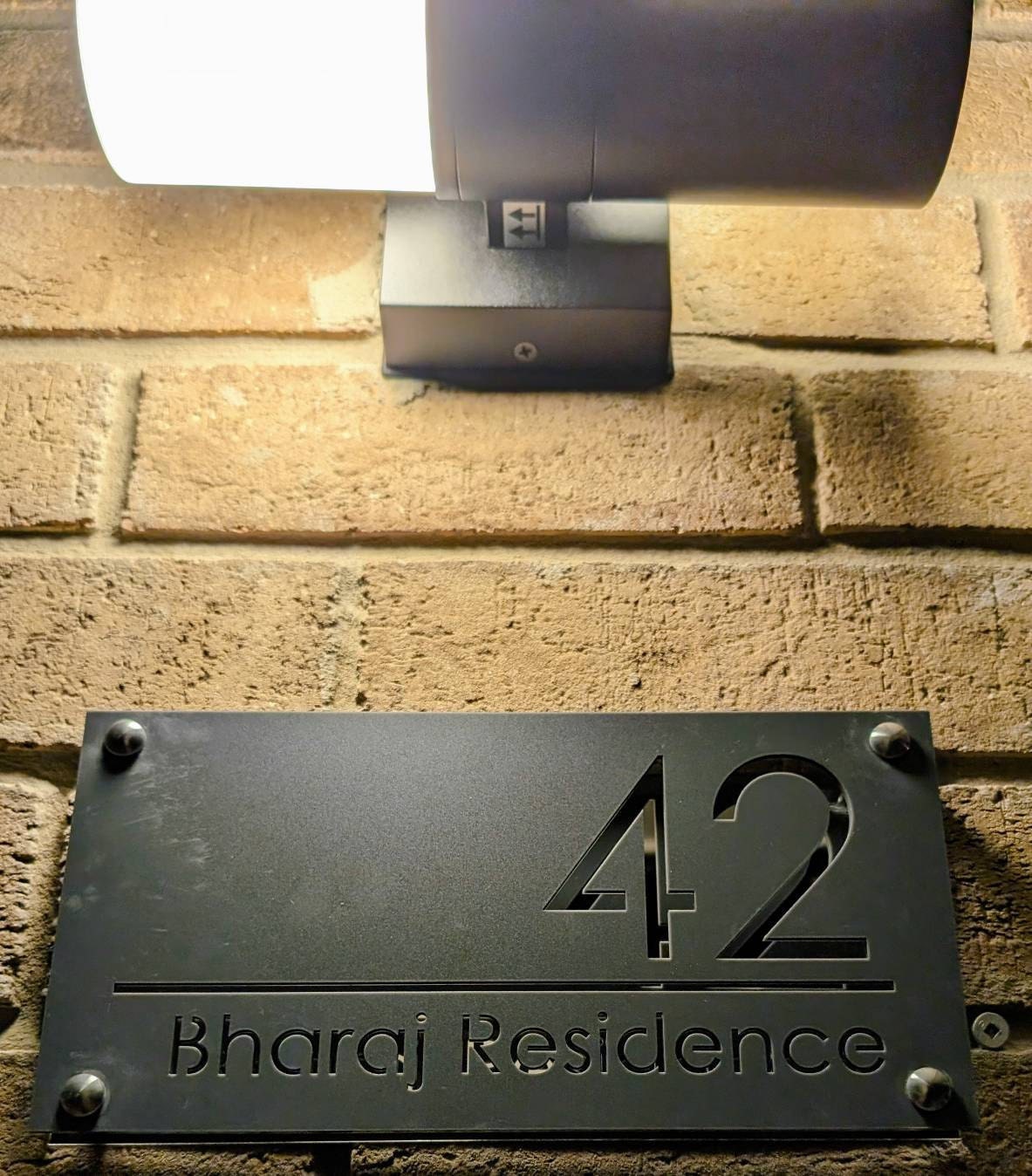 House Wall Plaques UK | Luxe A4 | Precision Laser Cut Acrylic House Number Sign | Matt Gray Anthracite & Silver Mirror | 280mm x 140mm