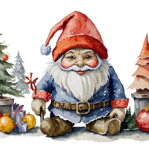 Gnome Clipart 9 High Quality Jpgs, Merry Christmas, Digital Download ...