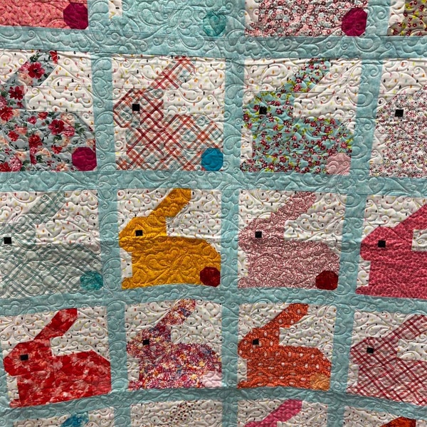 PDF Easter Quilt Pattern - Blue Bunny Quilt Pattern - Etsy
