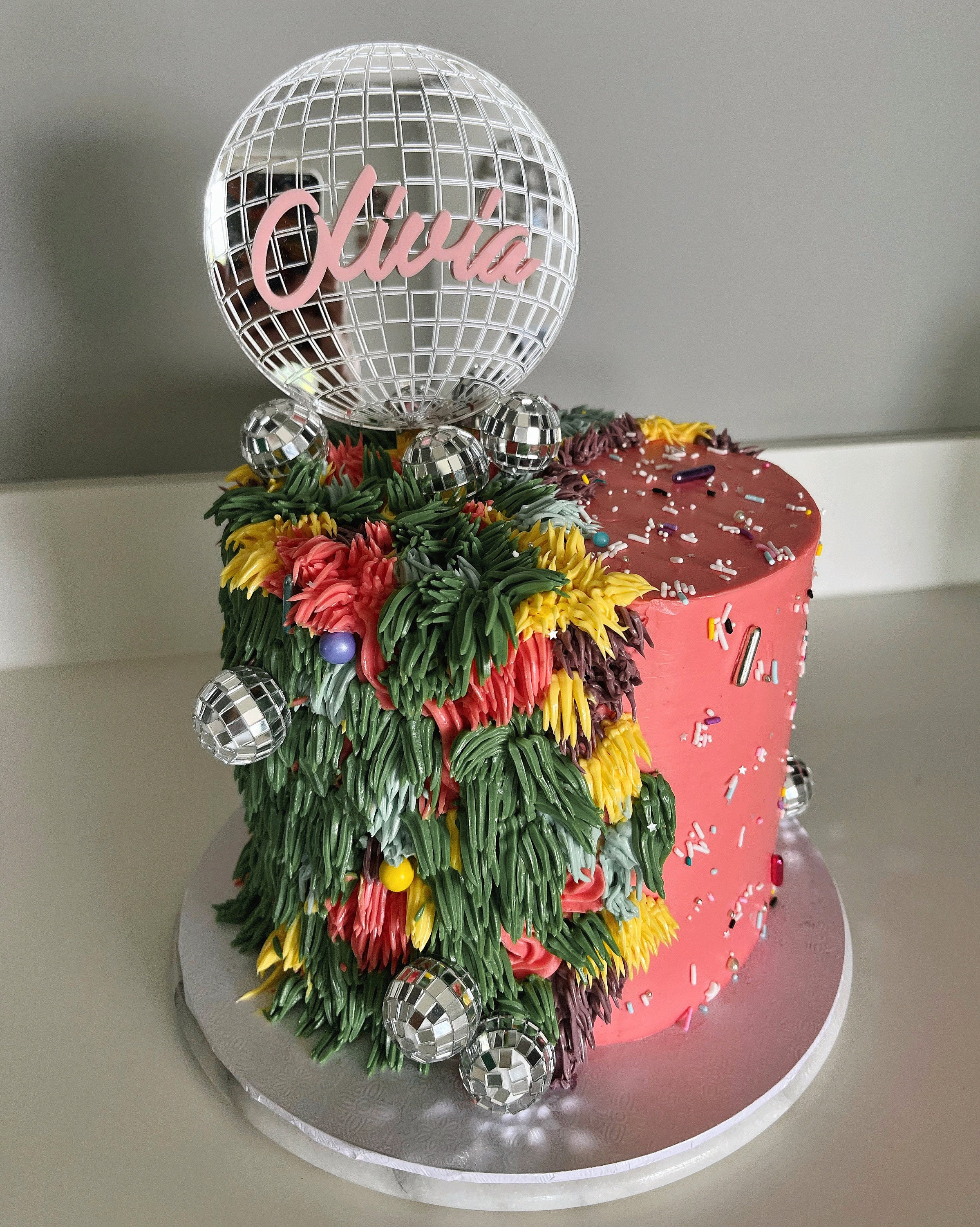 Personalised Disco Ball Cake Topper, Disco Ball, Disco Cake, Disco Cake