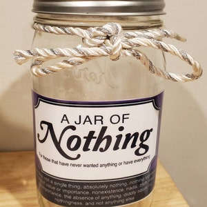 Jar of Nothing Printable Label Instant Download Turns an Empty Jar