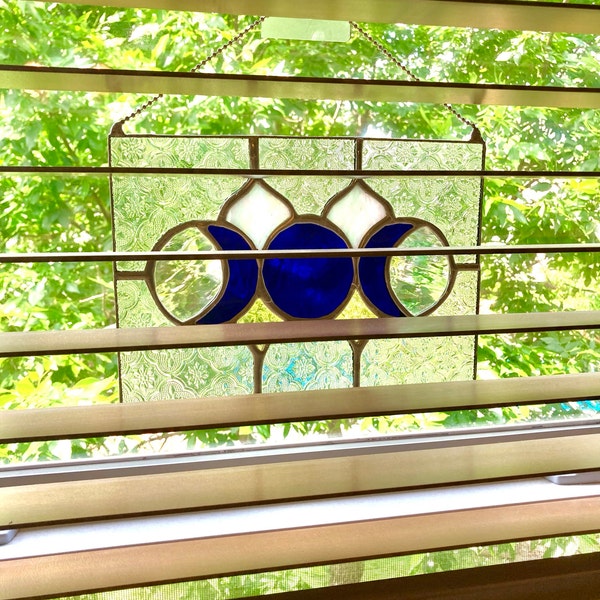 Stained Glass Triple Moon Goddess Panel, Whimsy Decor, Bohemian Decor ...