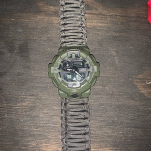 Handmade 550 Paracord Adjustable Watchband – Black, Two-Piece Strap With Detachable Buckle (Fits Standard Pins)