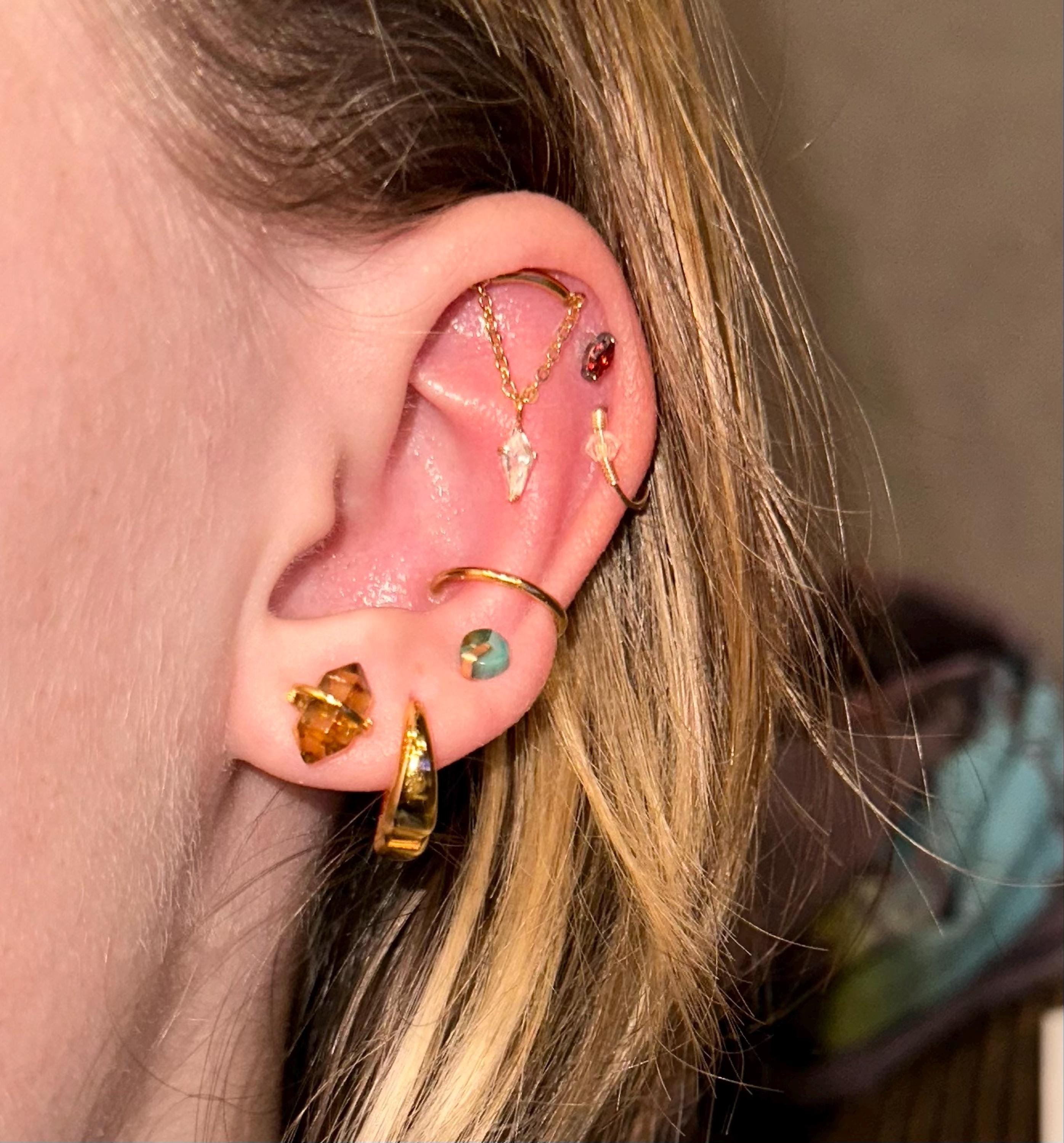 20G/18G/16G CZ Dangle Marquise Push Pin • Threadless Flat Back Earring • Tragus • Flat Back Stud • Helix Stud • Cartilage • Titanium LJ23.12