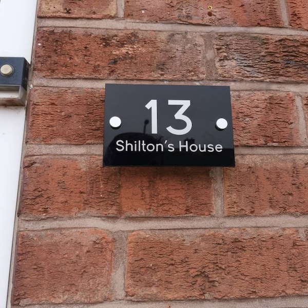 Modern Acrylic House Number Sign, Slate Look Gate Plaque - Etsy UK